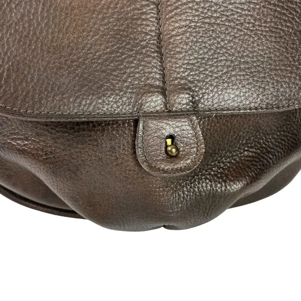 ROGER VAN S Vintage Flap Pocket Handbag Shoulder Bag Purse Genuine Leather Brown